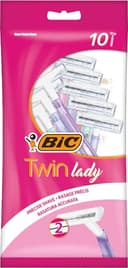 BIC Twin Lady Scheerapparaat voor dames, 10 wegwerpscheerapparaten met elk 2 messen, van roestvrij staal, smalle scheerkop