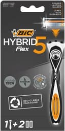 BIC scheermesjes - Hybrid 5 Flex Scheersysteem voor Mannen - Precisietrimmer en 5 beweeglijke Titanium Mesjes - 2 navulmesjes